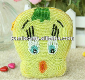 fashion handmade change purse lovely duck pearl beaded handbag