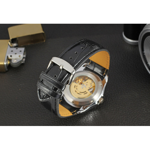 winner vintage men mechanical watch with skeleton design
