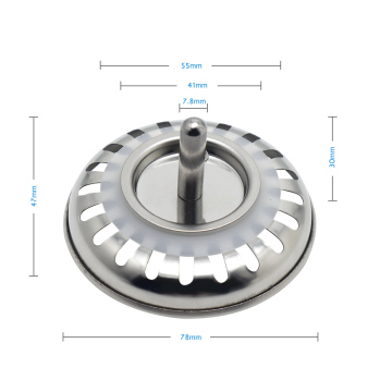 Replacement Strainer Stopper for 304 Stainless Steel Kitchen Sinks with 78 mm Drain Basket Filter