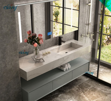 Gabinete de baño moderno con mármol y gabinete de baño de PVC con espejo