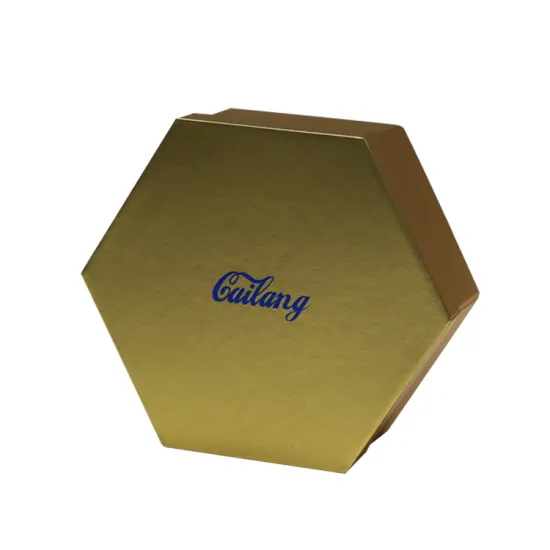 Gold Two Pieces Hexagon Cardboard Folding Gift Box