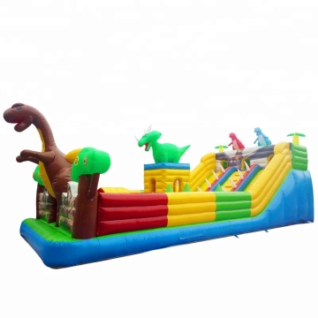 Guangzhou wholesale Plato PVC0.55mm Lovely dinosaur theme commercial used slides inflatable slides for kids