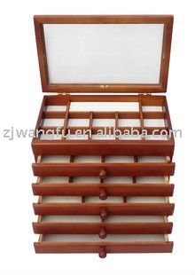 glass window wooden jewelry storage case