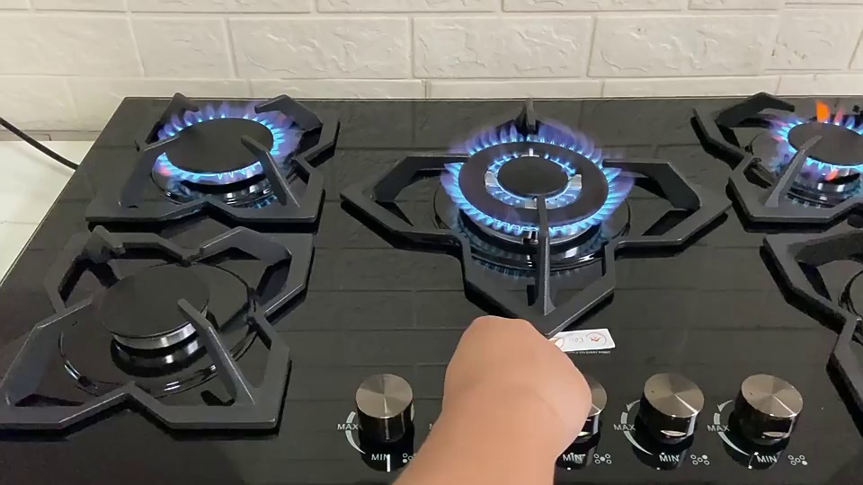 5 burners Black tempered glass Easy to operate hotel Portable Table Top Gas Stove