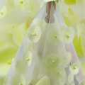 Élégant tissu brodé de dentelle à fleurs 3D