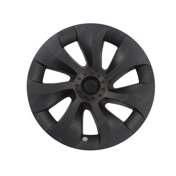 Black Printed Hubcap Custom No-Emblem 7-Rim Cover for Tesla Model Y 2021-2023