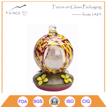 Multi-Color Glass Hummingbird Feeder with Hook