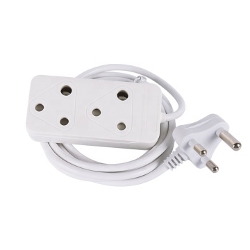 South African Type Plug and Socket with Extension Power Cord and 2 Outlets - 16A