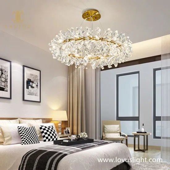 Custom modern decorative villa chandelier Flower shape custom light luxury ceiling chandelier