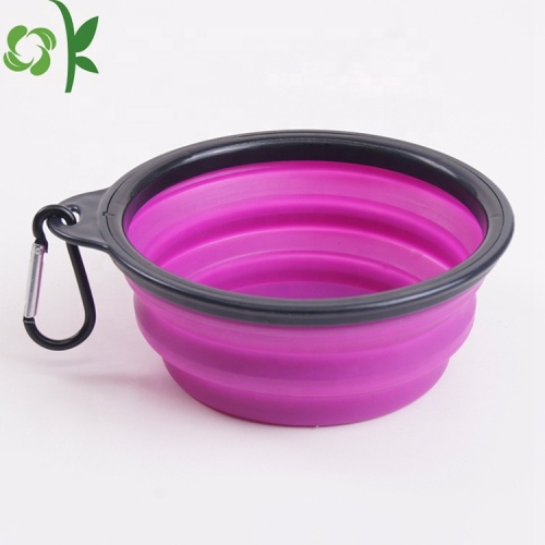 Silicone Travel Dog Bowl With Carabiner Safety Hooks