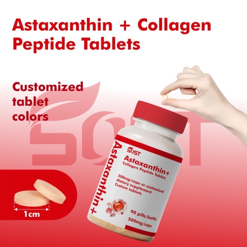 Astaksantino ir kolageno peptidų tabletės sveikatai ir grožiui