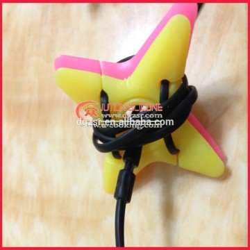 Logo debossed hot sale silicone earphone bobbin winder,cabel winder for earphone
