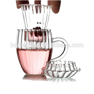 2017 Promotion Tableware Heat Resistant Elegant Glass Infuser 800ML Tea Pot Set