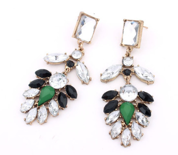 Hot sale Fashion elegant alloy resin and acrylic flower shape long drop earrings for women wholesale jewelry