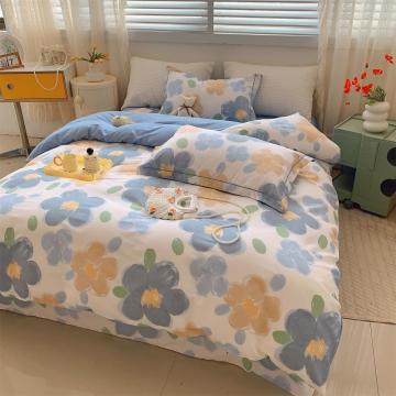 Set tempat tidur tampalan laut bunga biru