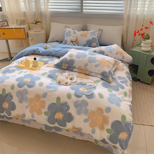 Conjunto de roupas de cama de retalhos do mar de flores azuis