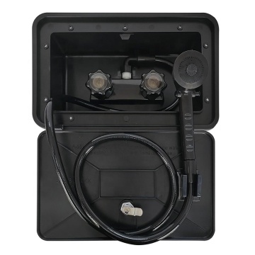 Black RV Exterior Shower Kit with Hose and Faucet for Campers and Motorhomes