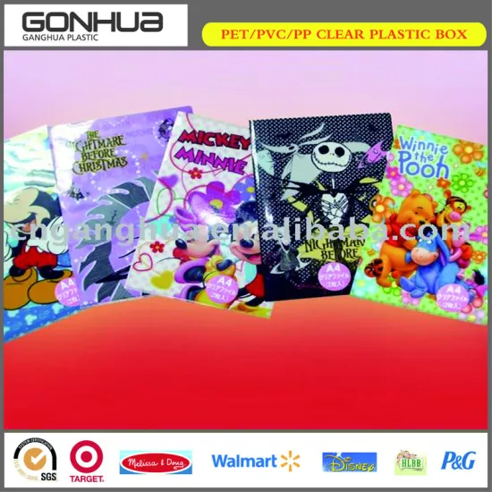 Lovely cartoon character design full color UV printing L clip plastic clear file folder