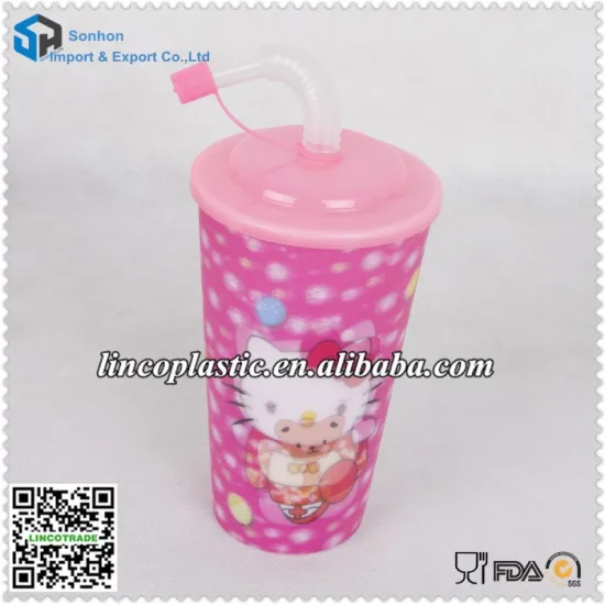 Plastic 600ml 3D Lenticular Plastic Cup With Lid