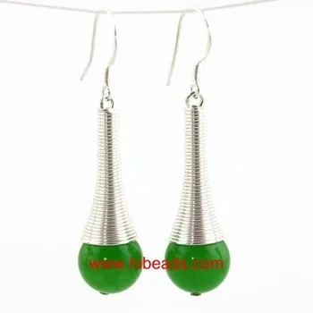 sterling silver core gemstone jade earrings GME0008
