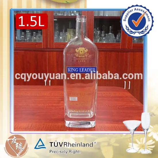 alcohol beverage custom brand Synthetic T-Top Stopper super flint glass large 1.5 litre antique brandy bottles