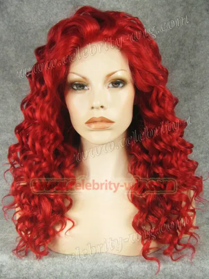Bright Red Medium Length Bounce Wavy Rihanna Synthetic Wig