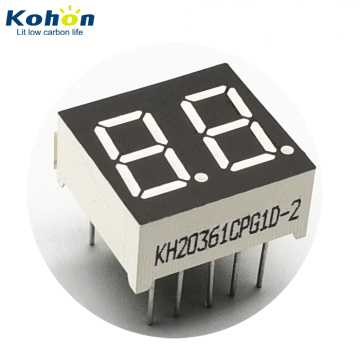 0.36 Inch Pure Green 2 Digit Common Cathode 7 Segment LED Display