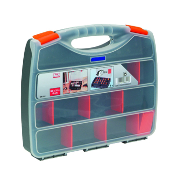 Promotional Hinged Locking Clasps and Plastic Tool Box with 4 Bottomed Compartments for Storage