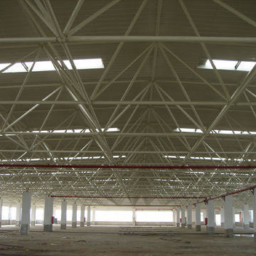 Steel Structure Column Workshop with Space Truss Roof, Lightweight and Stronger