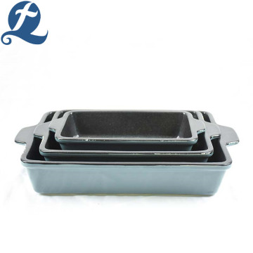 Wholesale Printed Rectangular Ceramic Baking Pan Tray