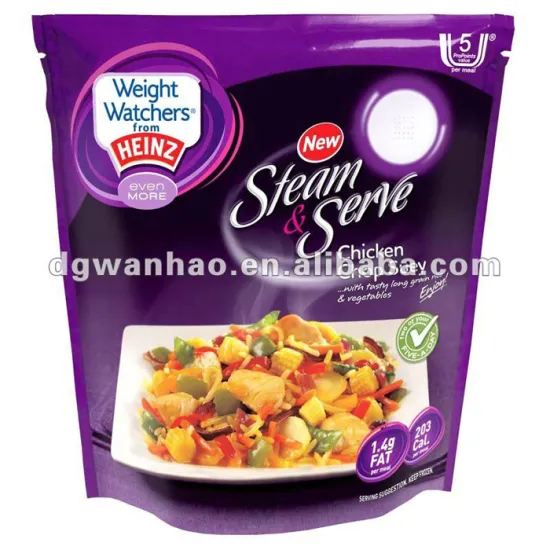 microwaveable NY/LLDPE bottom gusset with nozzle liquid stand up pouch