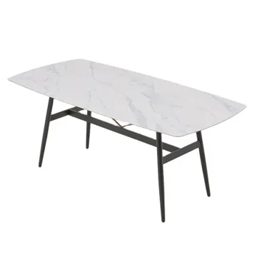 Modern Italian Stainless Steel Leg Marble Top Dining Table