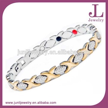 Gold Silver Two Tone Stainless Steel X Power Energy Bracelet