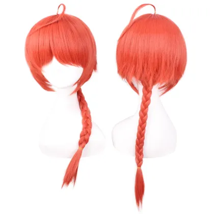 Orange Single Braid Kamui Cosplay Wig for Men - Ainizi 50 cm GINTAMA