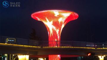 Display a tenda a led per la costruzione di facciate esterne a pixel a forma di punto
