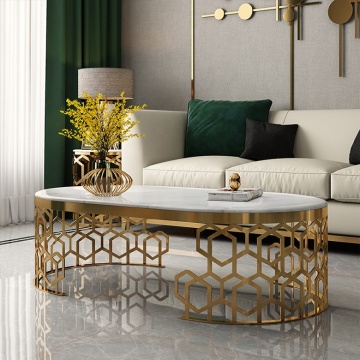 Luxurious Oval Tempered Glass Top Coffee Table for Living Room Furniture