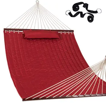 Danlong 55\" Double Size Quilted Fabric Hammock Bed with Hardwood Spreader Bar: Comfortable Outdoor Relaxation Solution