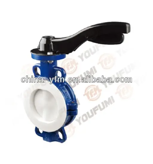 PTFE Lined Butterfly valve Wafer Type manual operator