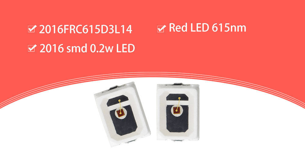 2016FRC615D3L14 Red Orange 615nm LED Emitter 2016 SMD LED