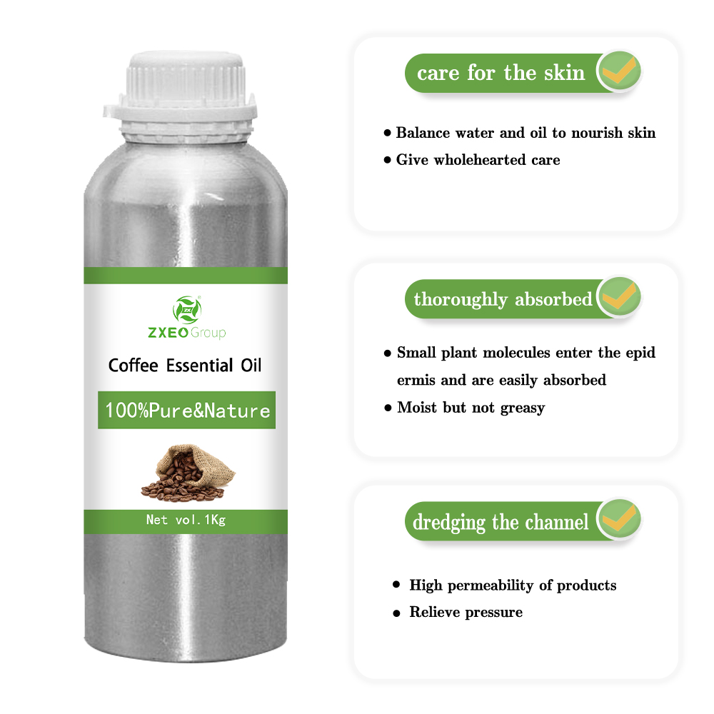 थोक 100% शुद्ध कार्बनिक आवश्यक तेल उच्च गुणवत्ता वाले कॉफी आवश्यक तेल आपूर्ति थोक कीमतों पर त्वचा की लोच में सुधार के लिए