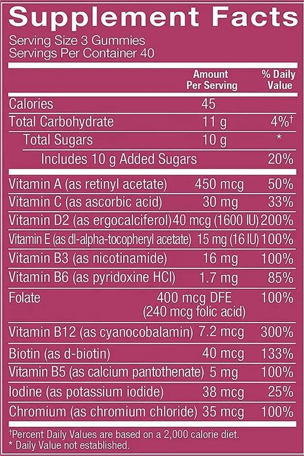 OEM/ODM Custom Halal Pure Natural Organic Support Immune Vegan Women's Multivitamin Gummies