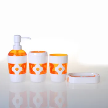 4 piece bathroom accessary set PS plastic bathroom ware