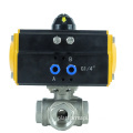 DKV Pneumatic 3 Way Ball Valve T Port BSP NPT Stainless Steel Female Thread Air Control Valve