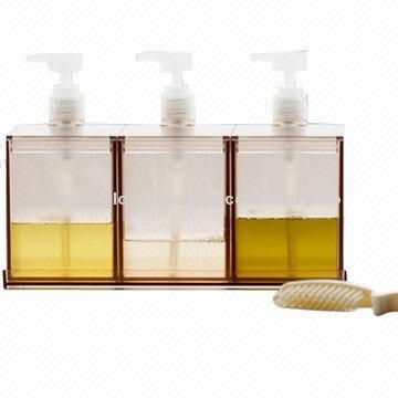 Liquid bottles, bathroom sets with bottle soap dispensers