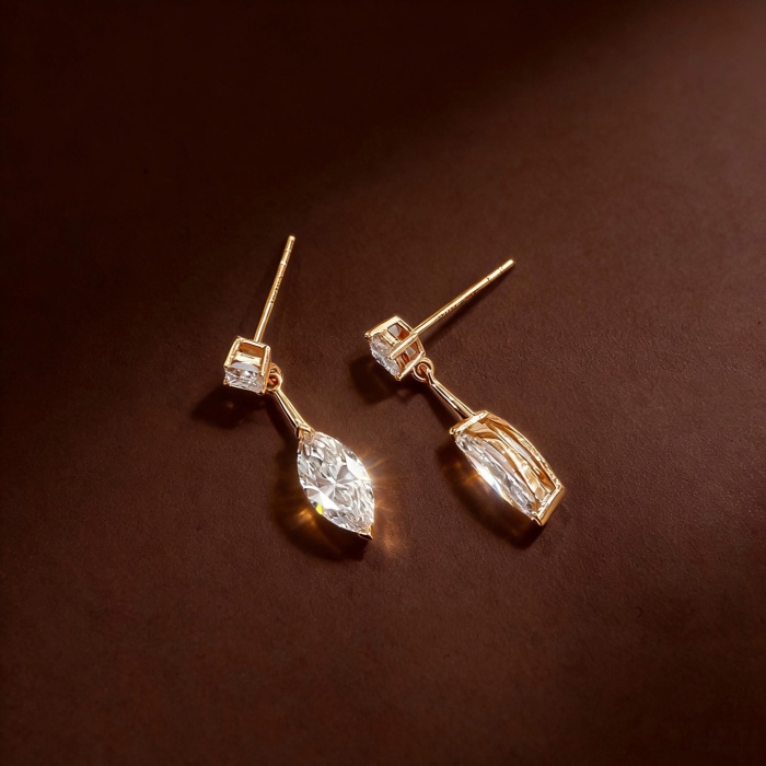 18K Lab Diamond Marquise Drop Studs B2B tùy chỉnh