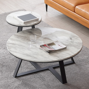 Minimalistischer italienischer Stil Haltbarer Black Metal Basis Wohnzimmer Marmor Center Tisch