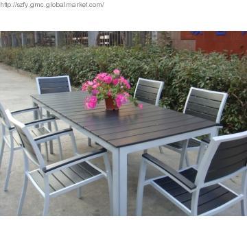 PS Wood Garden Furniture, Polystyrene Material, Waterproof Dining Set