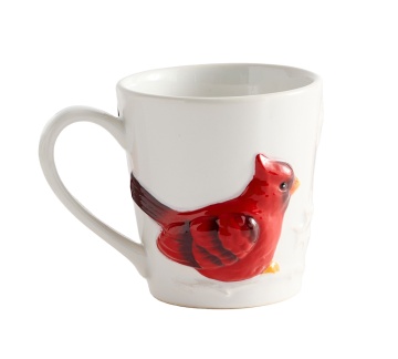 Custom Embossed Cardinal Pattern Stoneware Mug