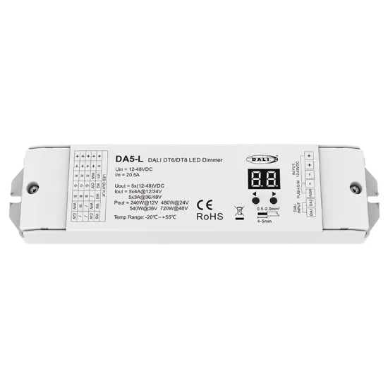 DA5-L (DT6/DT8) 5CH*4A 12-48VDC CV DALI LED Dimmer