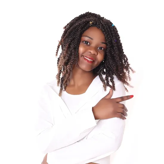 Alileader Hot Selling 8inch Spring Twist Hair Crochet Braids Ombre Hair For Girls